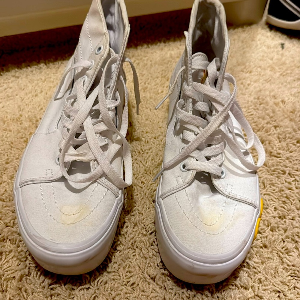 Vans Sk8-Hi Tapered Stackform Sneakers Unisex Size M7 W8.5 White Yellow Flower